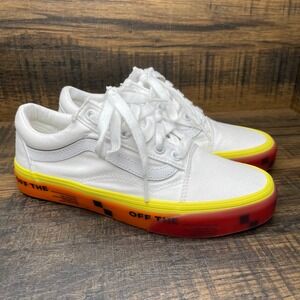 Vans Old Skool "OFFTHE" Men Size 6 White Yellow Low Canvas Sneakers 500714